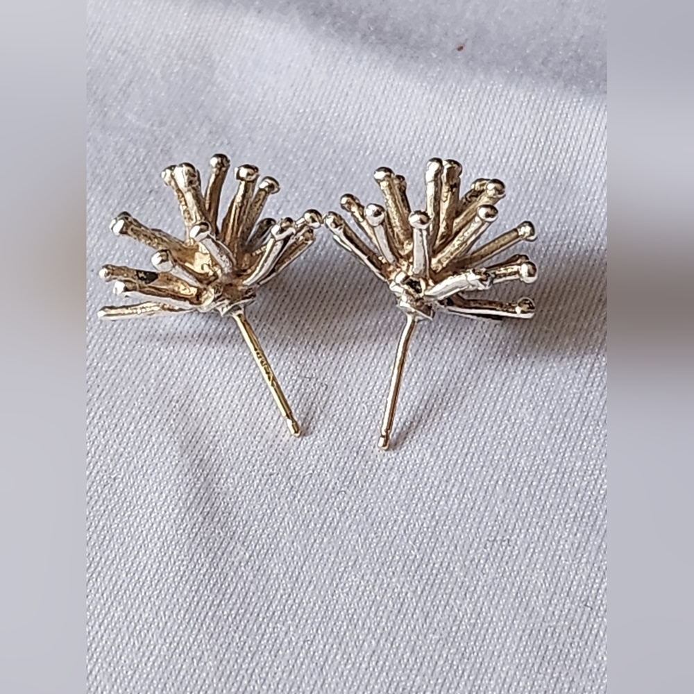 Vintage Sandra Sandy Baker Burst Stud Earrings Sterling Silver - 14k Posts